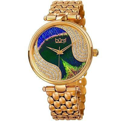 Crystal Feather Gold Tone Womens Watch